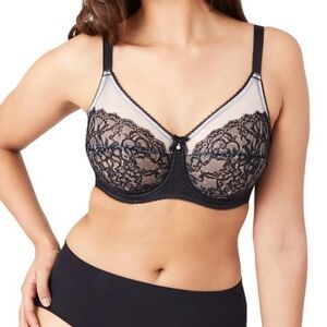Wacoal Retro Chic Black Lace Unlined Underwire Bra 855186 44DD Lingerie Unpadded